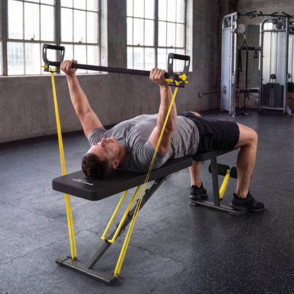 Adjustable Weight Bench | 300kg Capacity | Incline Decline Flat | 7 Backrest Positions | Resistance Bands | Foldable | Yellow