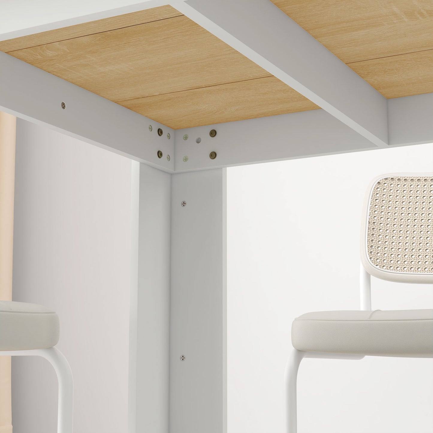 Wood Effect Dining Table | 4-6 Seater | 120x69x75cm | Melamine Surface | Water Resistant | Triangular Legs | Oak & White