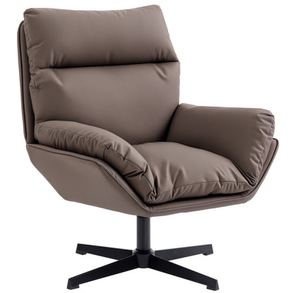 Accent Chair with 360° Swivel Armchair for Living Room with Padded Cushion Dark Grey / Dark Brown