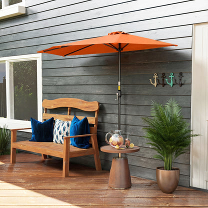 Half Round Wall Parasol Umbrella | UV & Splash Resistant Polyester | Powder-Coated Metal Frame | Crank Handle | Ideal for Balcony Patio & Small Gardens | 269x138x236cm | Orange