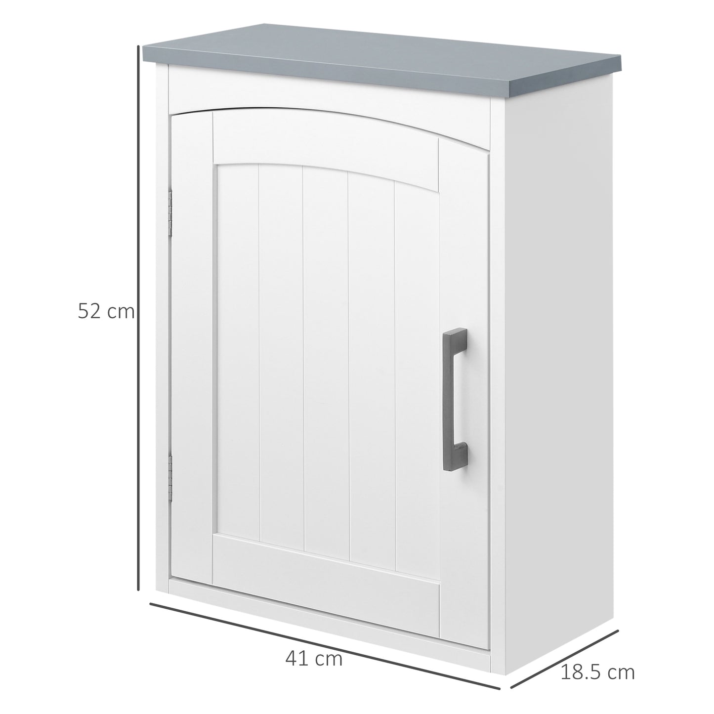 Kleankin Bathroom Cabinet Wall Mounted, Modern Bathroom Wall Cabinet with Arched Door and Adjustable Shelf, Bathroom Storage Cabinet, Light Grey and White