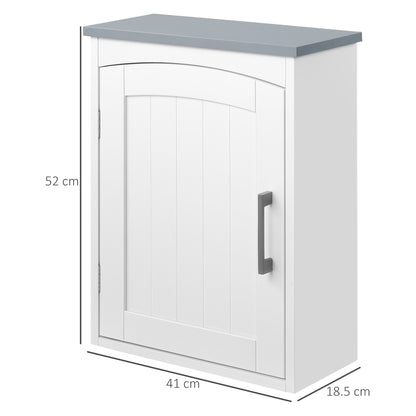 Kleankin Bathroom Cabinet Wall Mounted, Modern Bathroom Wall Cabinet with Arched Door and Adjustable Shelf, Bathroom Storage Cabinet, Light Grey and White