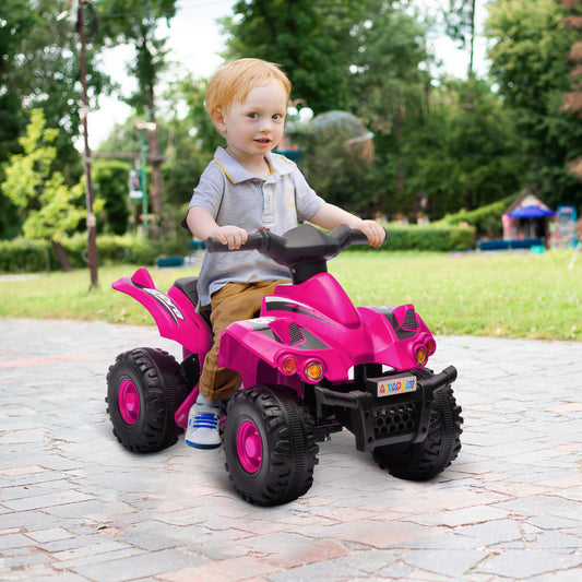 AIYAPLAY 6V Kids Electric Quad Bike w/ Music, Forward Function, for 2-6 Years, Pink - Black