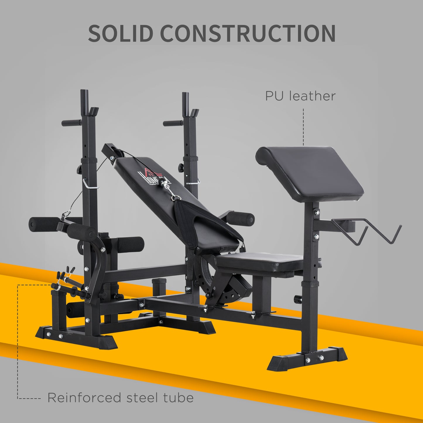 Weight Bench with Adjustable Barbell Rack, Leg Extension, Preacher Curl Pad and 20kg Barbell Set