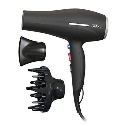 Wahl ZY105 Ionic Smooth Hairdryer 2200W | Tourmaline Grille | 3 Heat & 2 Speed Settings | Cool Shot Button | Detachable Diffuser | Reduces Frizz & Static | UK Plug