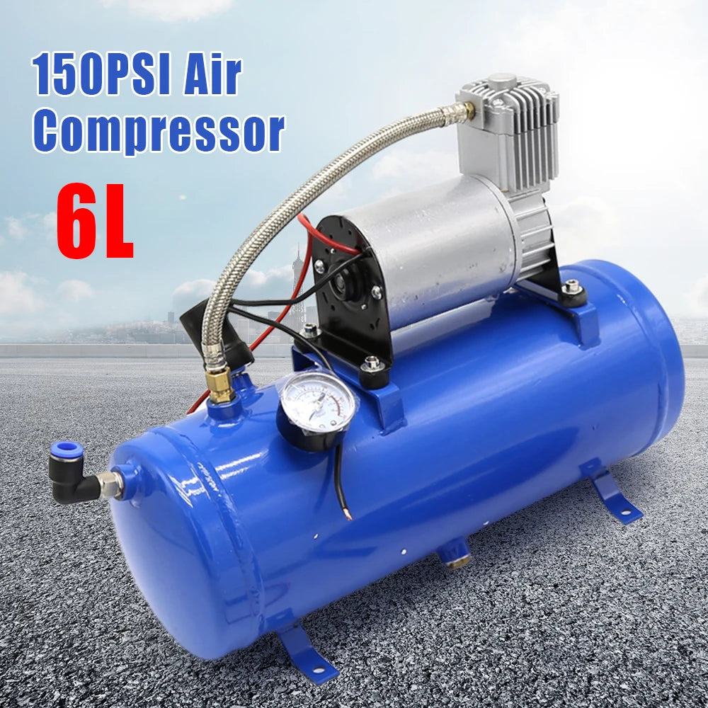 150PSI 12V DC Onboard Air Horn Compressor System Kit Suitable for Truck Cars SUV Boat Tractor RV Off-Road Vehicle