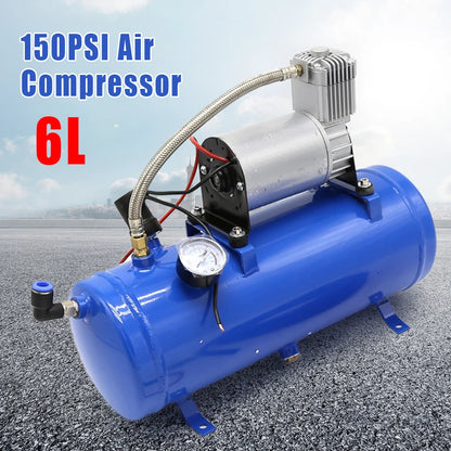 150PSI 12V DC Onboard Air Horn Compressor System Kit Suitable for Truck Cars SUV Boat Tractor RV Off-Road Vehicle