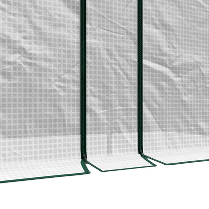 Outsunny Walk-In Greenhouse W/  Zipped Roll Up Doors, Plastic Cover And Arched Top for Tomatoes, Flowers, Vegetables and Herbs - White