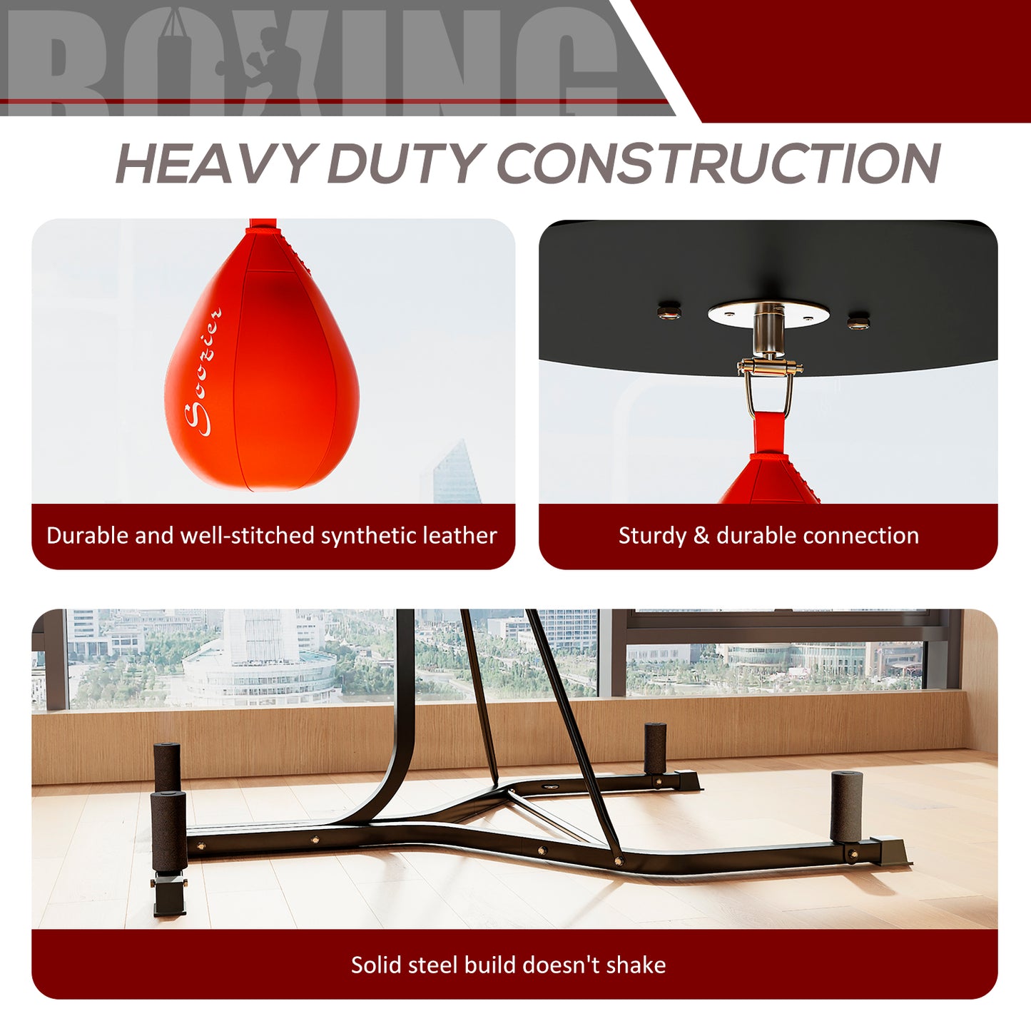 170-190cm Freestanding Boxing Punch Bag Hanger & Speed Ball Station Platform Hanging Frame Home Gym, Black