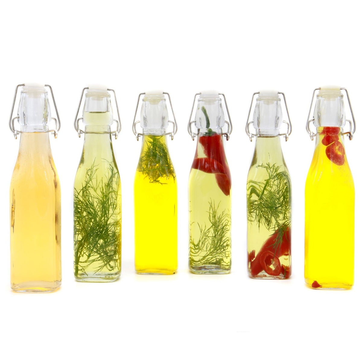 Maison & White Clip-Top Glass Bottles | Set of 6 × 500ml | Clear Swing-Top Kitchen Storage & Drinks Serving Bottles | 27.5cm Tall