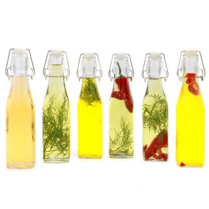 Maison & White Clip-Top Glass Bottles | Set of 6 × 500ml | Clear Swing-Top Kitchen Storage & Drinks Serving Bottles | 27.5cm Tall