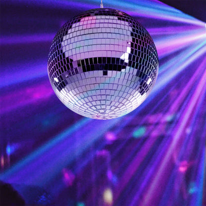 Pukkr 30cm Mirror Disco Ball with Hanging Hook | Polished Glass Facets | Lightweight | Indoor Outdoor | Birthdays Weddings Children's Parties | Home Decor Mood Lighting | 2-Year Warranty