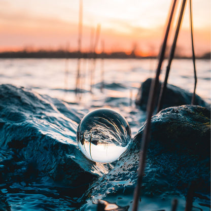 Maison & White K9 Clear Crystal Photography Ball | 80mm Glass Lensball | Stand, Cleaning Cloth, Pouch & Gift Box