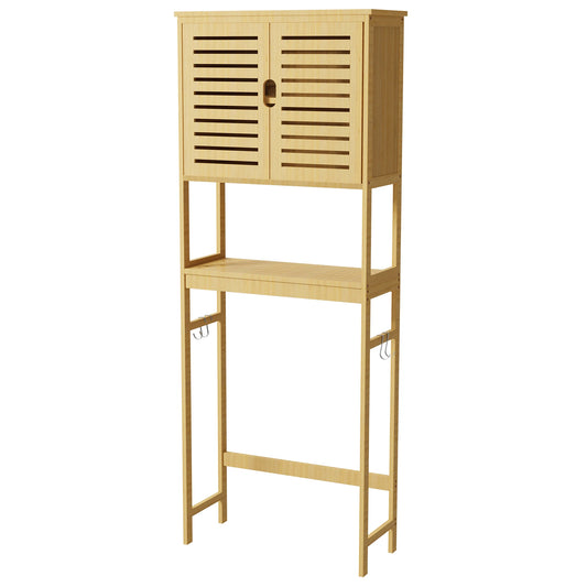 Over-The-Toilet Bathroom Storage Cabinet Bamboo Tall Organizer Rack Free Standing