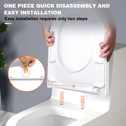Soft Close White Toilet Seat With Quick Release, Sturdy Duro Plastic Anti-Bacterial Toilet Lid WC Seat
