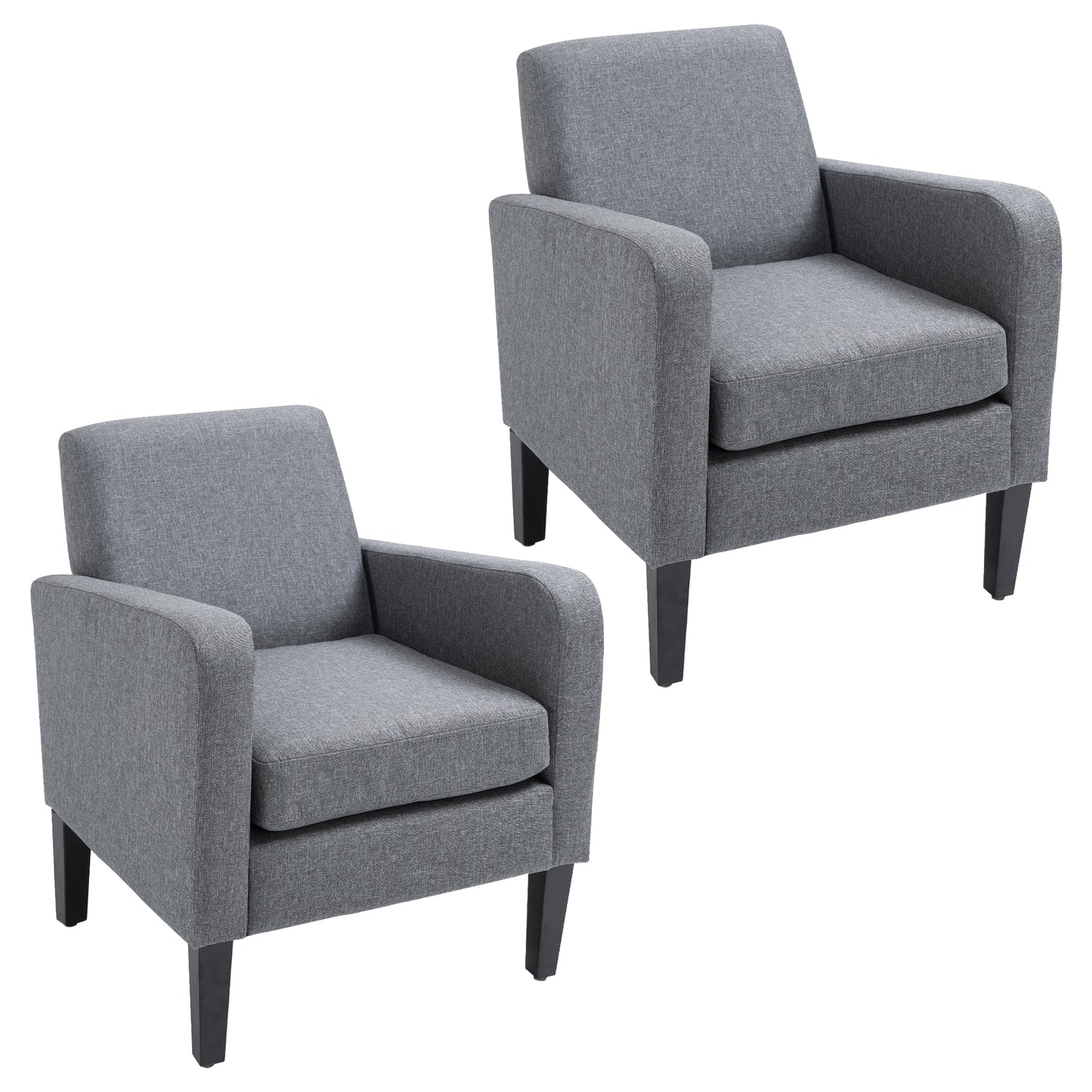 Set Of 2 Modern Armchairs With Rubber Wood Legs, Upholstered Accent Chairs, Single Sofa for Living Room, Bedroom - Different Colours