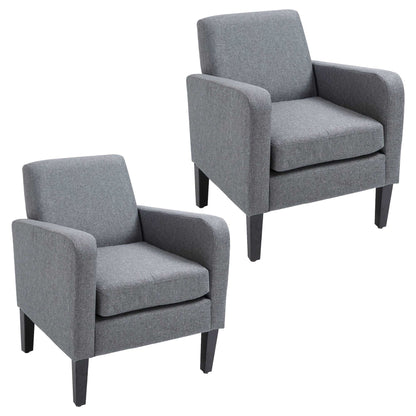 Set Of 2 Modern Armchairs With Rubber Wood Legs, Upholstered Accent Chairs, Single Sofa for Living Room, Bedroom - Different Colours