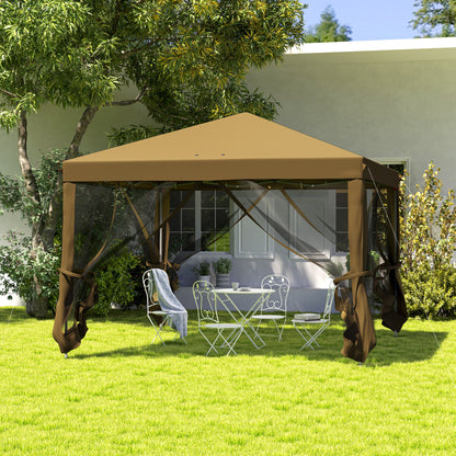 3 x 3 m Pop Up Gazebo, 420D Garden Tent Canopy with Removable Mesh Sidewall Netting, Carry Bag for Garden Patio Outdoor