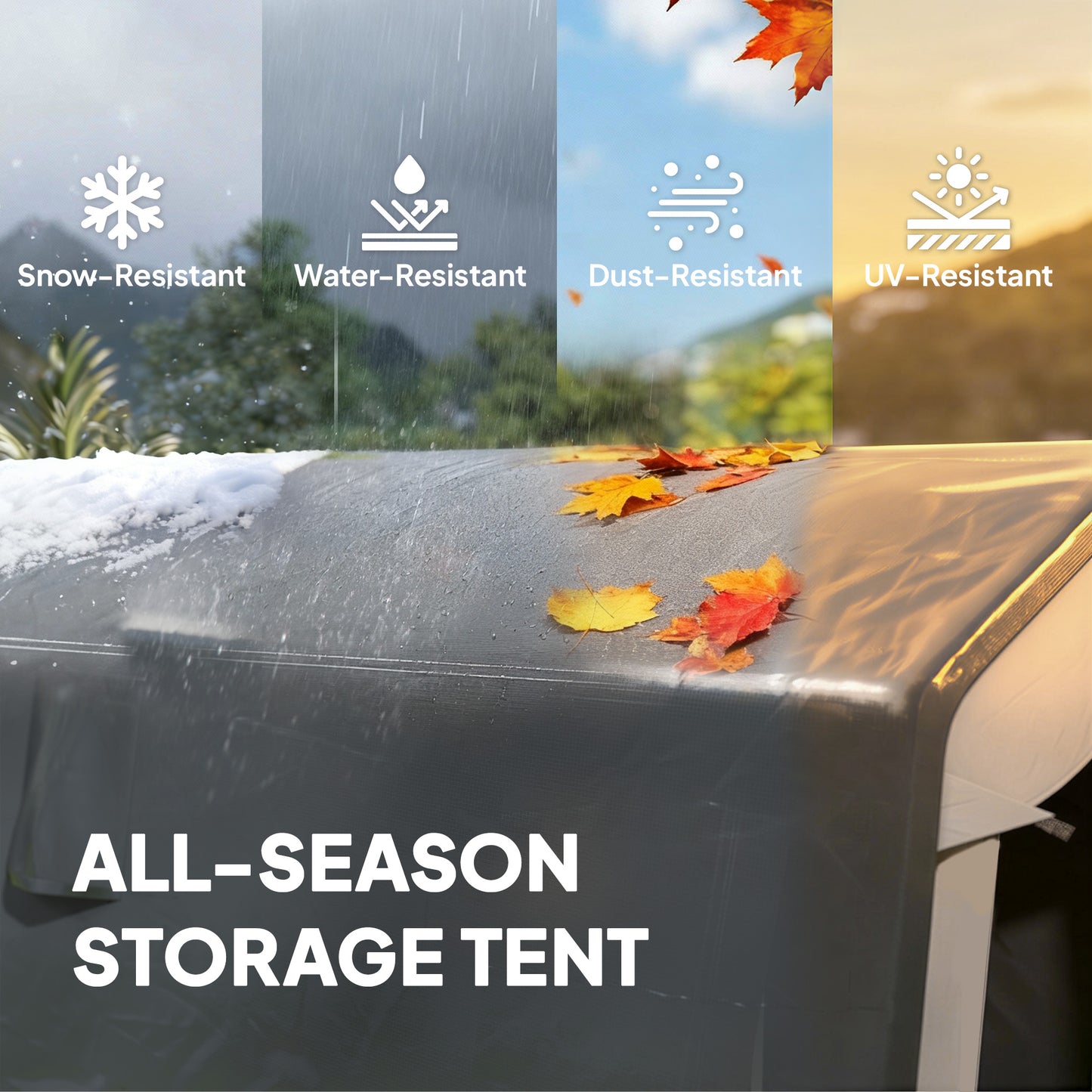 Garden Storage Shed Tent | 1.8x2.4m | Waterproof UV30+ | Galvanised Frame | Roll-Up Door | 2 Mesh Vents | Motorbike & Bike Storage | Grey