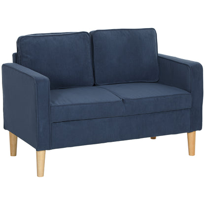 Small Two-Seater Corduroy Sofa - Blue