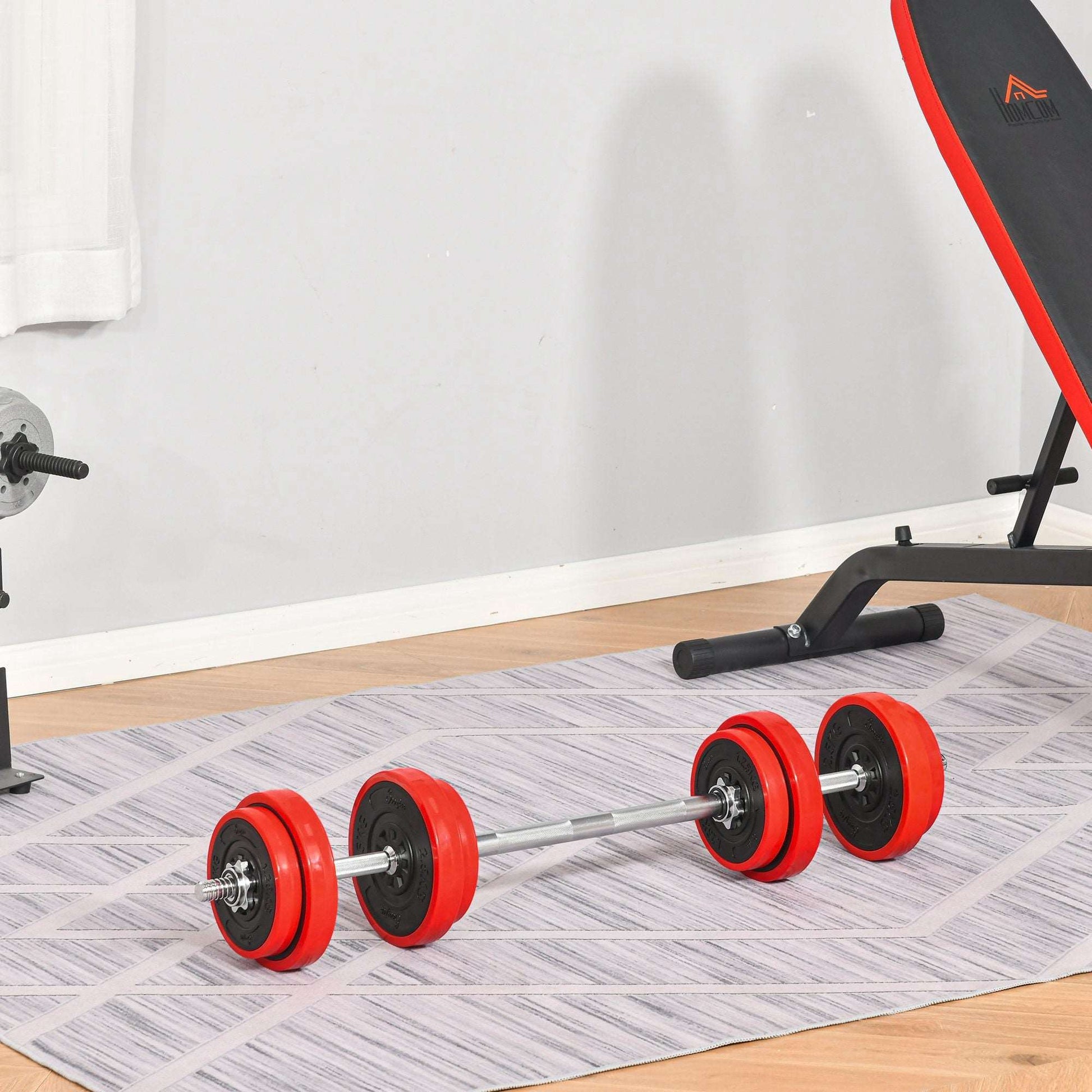 20KGS Two-In-One Dumbbell & Barbell Adjustable Set Strength Muscle Exercise Fitness Plate Bar Clamp Rod Home Gym Sports Area