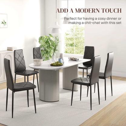 Set of 6 Faux Leather Dining Chairs - Black