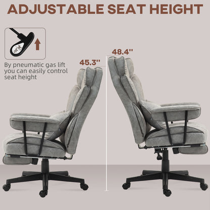 Executive Office Chair, Ergonomic Desk Chair with Foot Rest, Lumbar Support, Reclining Function and Wide Seat, Grey
