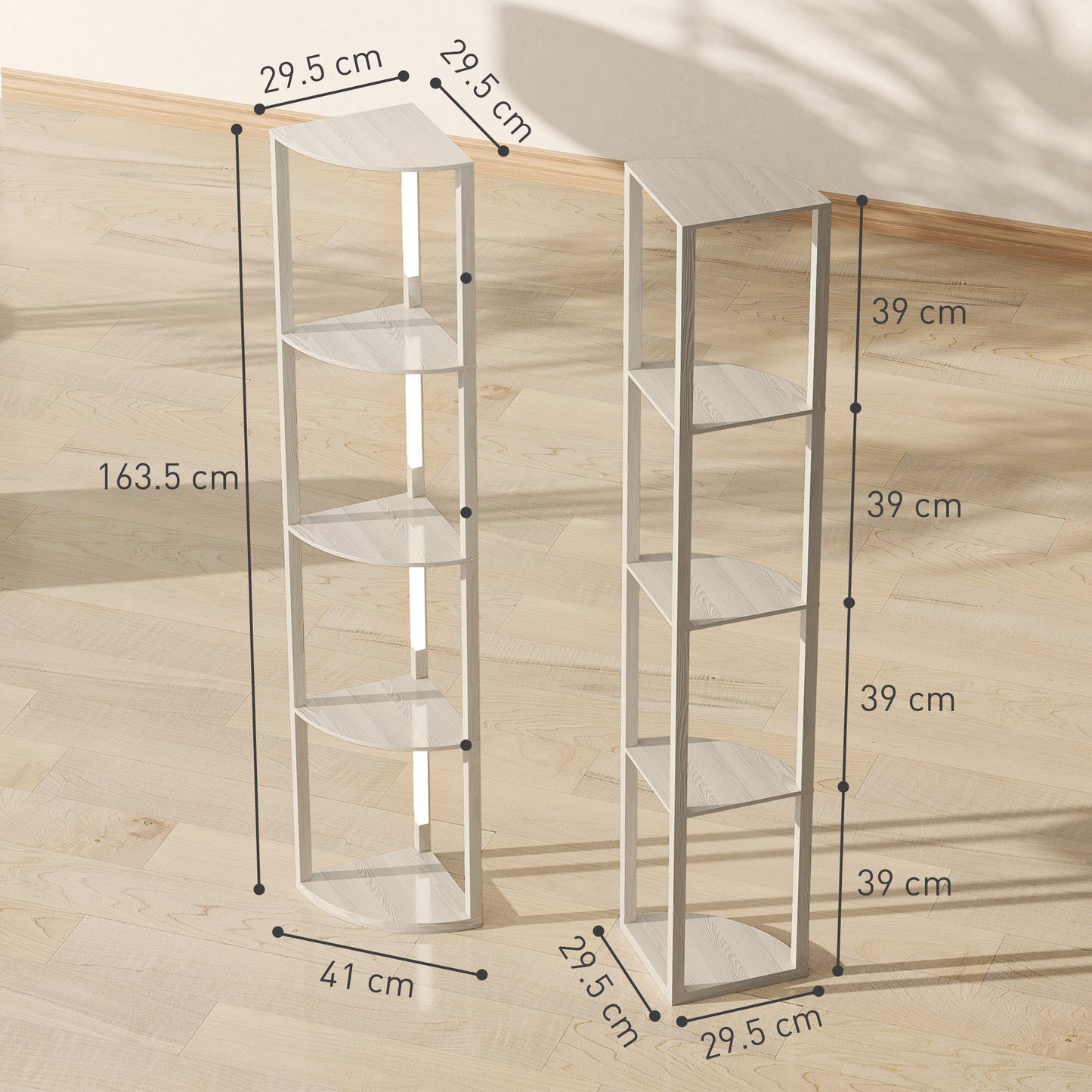 Corner Floor Lamp for Living Room Bedroom with Dimmable Warm White LED Light, Modern Tall Standing Lamp, Oak