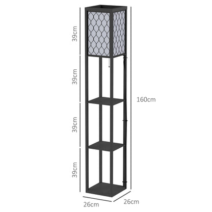 Set of 2 Floor Lamps with 3 Shelves | Honeycomb Shade | E27 | 160cm | Black