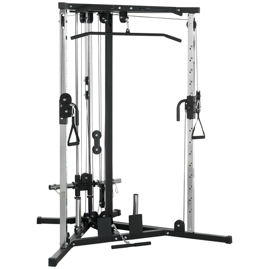Home Gym Machine, Multifunctional Gym Equipment with High and Low Pulleys, Pull Up Bar, 15-Position Strength Workout Training Station