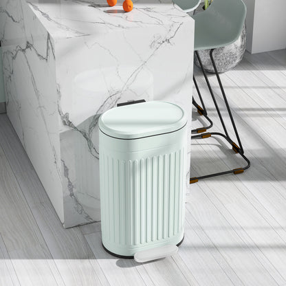 30 Litre Pedal Bin, Fingerprint Proof Kitchen Bin with Soft-close Lid, Metal Rubbish Bin with Foot Pedal and Removable Inner Bucket, Light Green