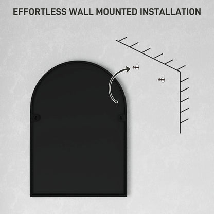 50 x 70cm Arched Home Mirror - Black