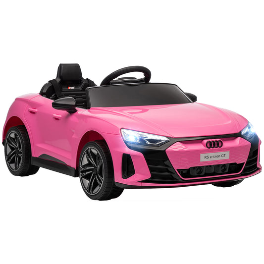 Audi RS E-Tron GT Licensed 12V Kids Electric Ride-On Car, with Remote Control, Suspension System, Lights, Music, Motor - Pink