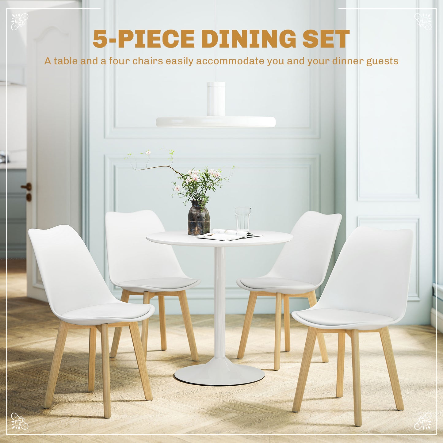 Five-Piece Modern Dining Set - White