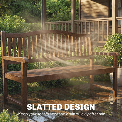 Convertible 2-3 Seater Garden Loveseat Bench | Liftable Table | 210D Waterproof Cover | Poplar Wood | 280kg Capacity | 150x63x98cm | Light Brown