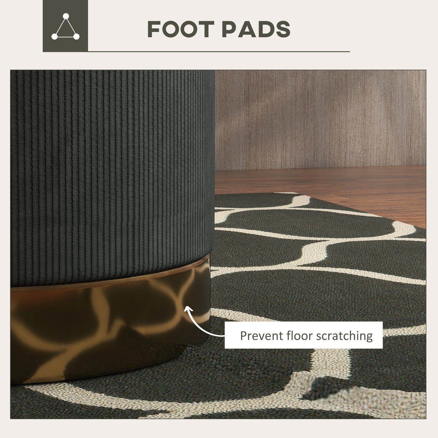 Soft Padded Lightweight Corduroy Vanity Footstool Footrest