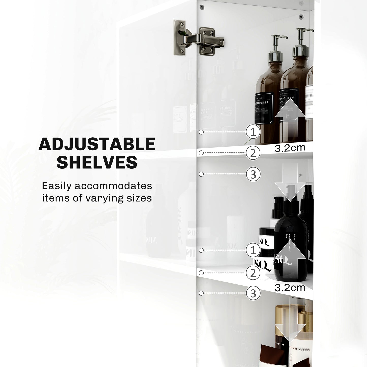 Tall Bathroom Cabinet, Freestanding Bathroom Cabinet with Adjustable Shelves and Double Doors