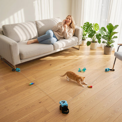 Remote Control Interactive Cat Toy | DIY Track | Adjustable Speed | Mouse Sound | USB-C | Black