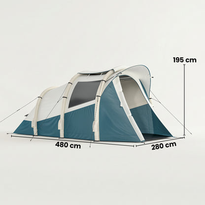 Outsunny Inflatable Camping Tent w/ Air Pump, Easy Setup 2-3 Person Blow Up Tent, Green