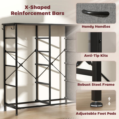 Chest of 10 Fabric Drawers | Grey & Black | Non-Woven Fabric Steel Particle Board | 80x30x94.5cm | 4 Side Pockets | 2 Hooks | X-Bar Frame | Adjustable Feet | Anti-Tip | 35kg