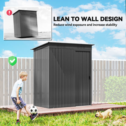 Galvanised Steel Garden Storage Shed | Aluminium Slot-Base Easy Assembly | 50% Fewer Screws | Sliding Door | Integrated Vents | 50kg/m² Snow Load | 159x106x181cm | 1.37m² | Dark Grey