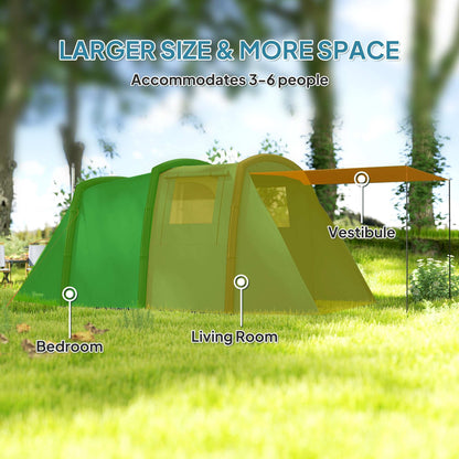 Inflatable 3-4 Man Tunnel Tent w/ Air Pump, Living Area & Vestibule, Waterproof Family Camping Air Tent, Hiking, Blue