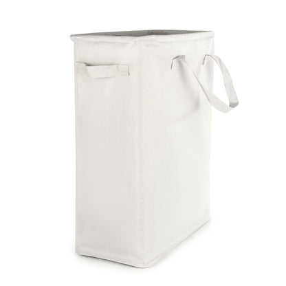 Maison & White 45L Slim White Laundry Basket with Handles | 600D Polyester | Fibre Rod Structure | Folds Flat | 53.3x38.6x21.6cm | Side Handles | Space-Saving | 2-Year Warranty