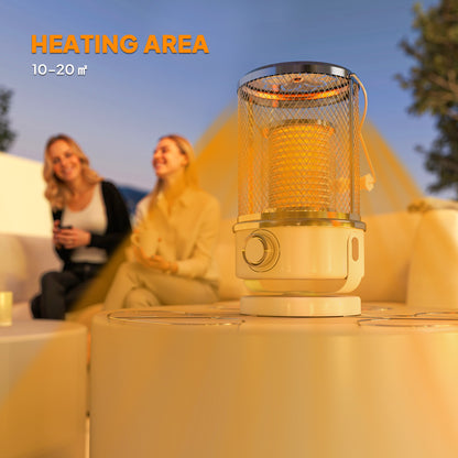 2000W Electric Patio Heater with 10-20㎡ Coverage, Separation Coil, Freestanding Outdoor Infrared Heater with Tip-Over Protection, Handle for Indoor and Outdoor Use, White