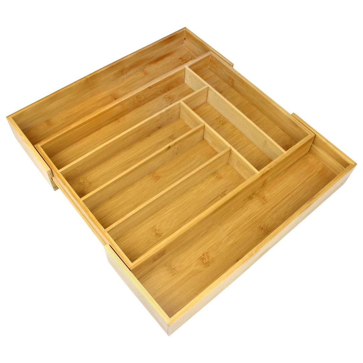 Maison & White Bamboo Extending Cutlery Tray | 6–8 Compartments | Adjustable Drawer Organiser, 29–46cm Wide | Natural Bamboo, 41cm Long