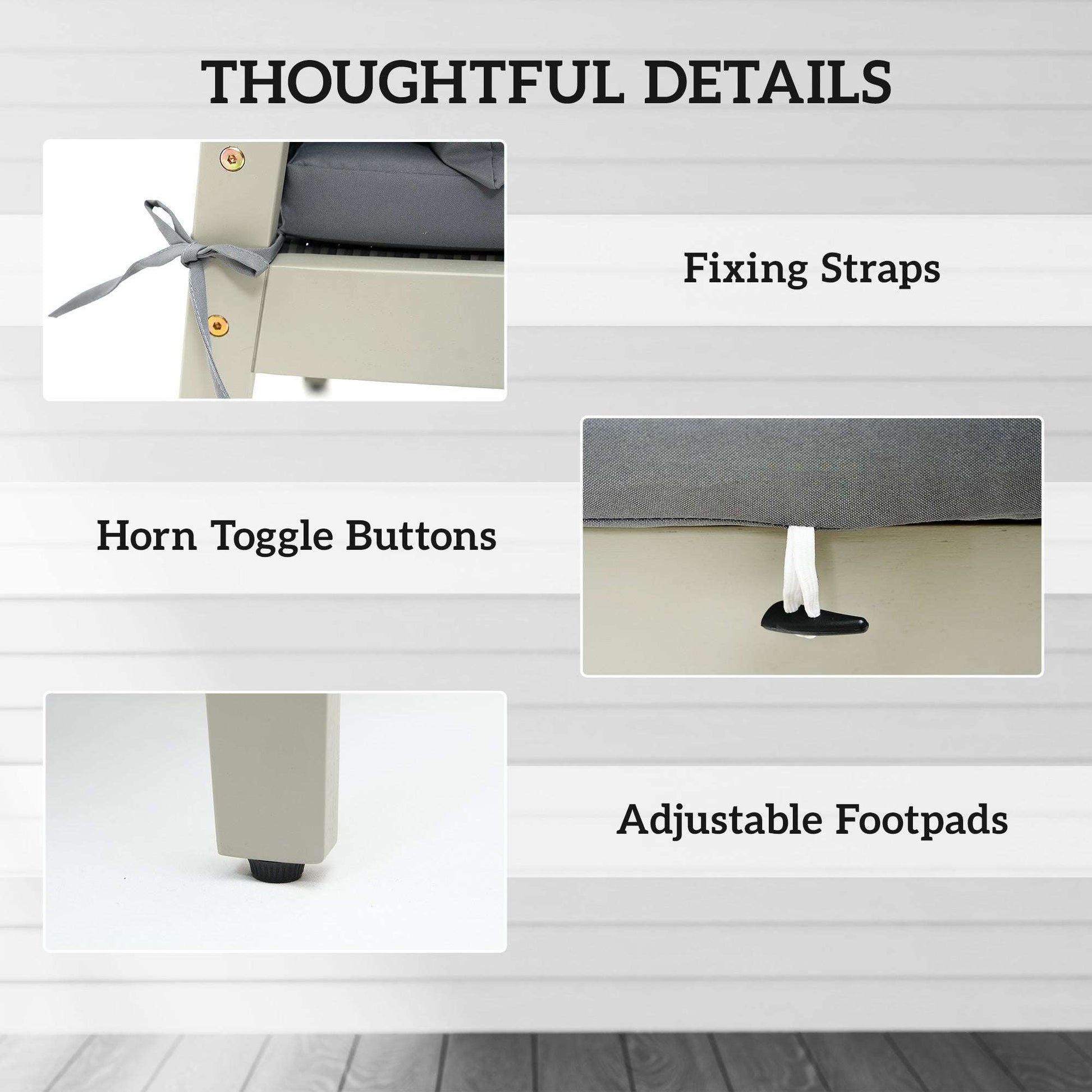 5 Pieces Rattan Garden Furniture Patio Set with Cushions, Acacia Wood Top Coffee Table and Footstools, Outdoor Table and Chairs for Balcony