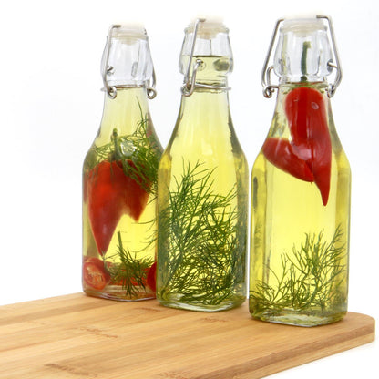Maison & White Clip-Top Glass Bottles | Set of 6 × 500ml | Clear Swing-Top Kitchen Storage & Drinks Serving Bottles | 27.5cm Tall
