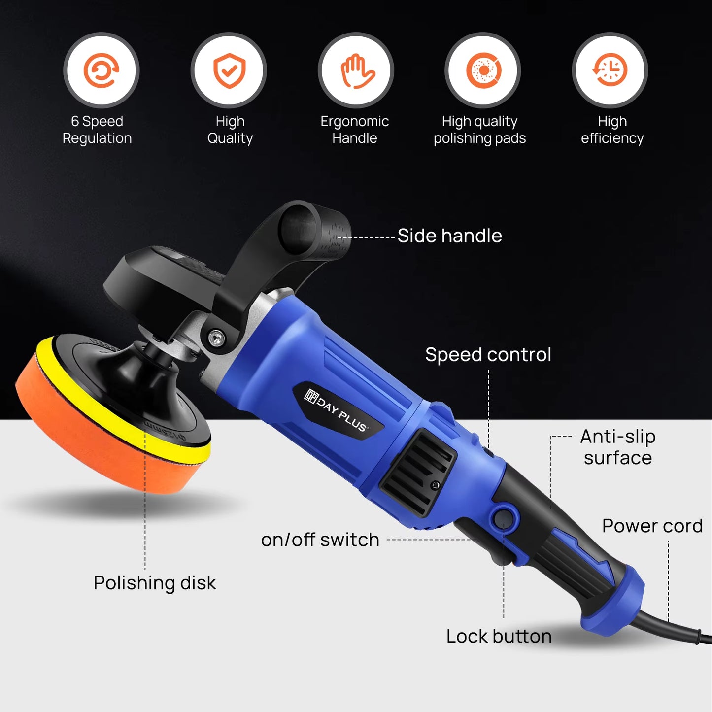 6000W Car Polishers and Buffers, Electric Car Polisher Machine With 6 Variable Speed 150-180MM Buffer Polishing Waxing Waxer Machine