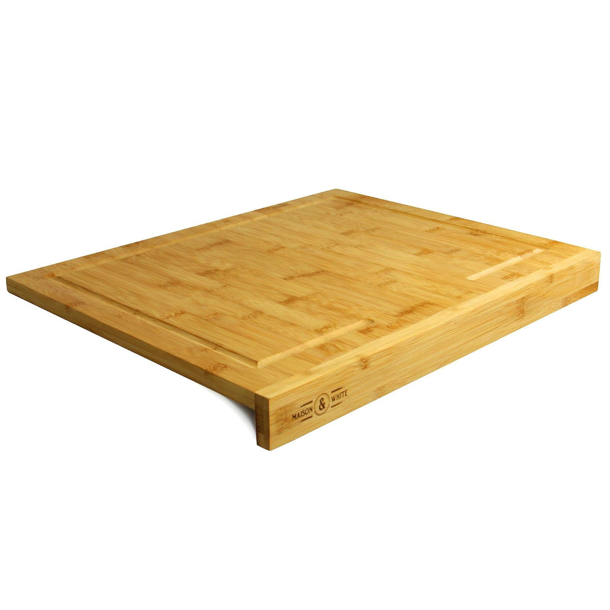Maison & White Bamboo Counter Edge Chopping Board | 43.5 × 35.2cm | 90° Worktop Lip & Juice Groove