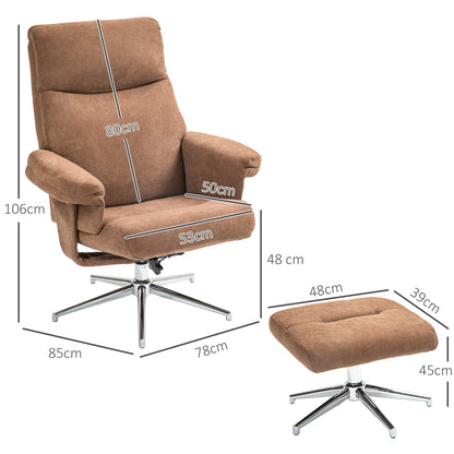 Recliner Chair with Footstool, Upholstered Velvet Fabric Armchair with Adjustable Back, Solid Wood Frame for Living Room